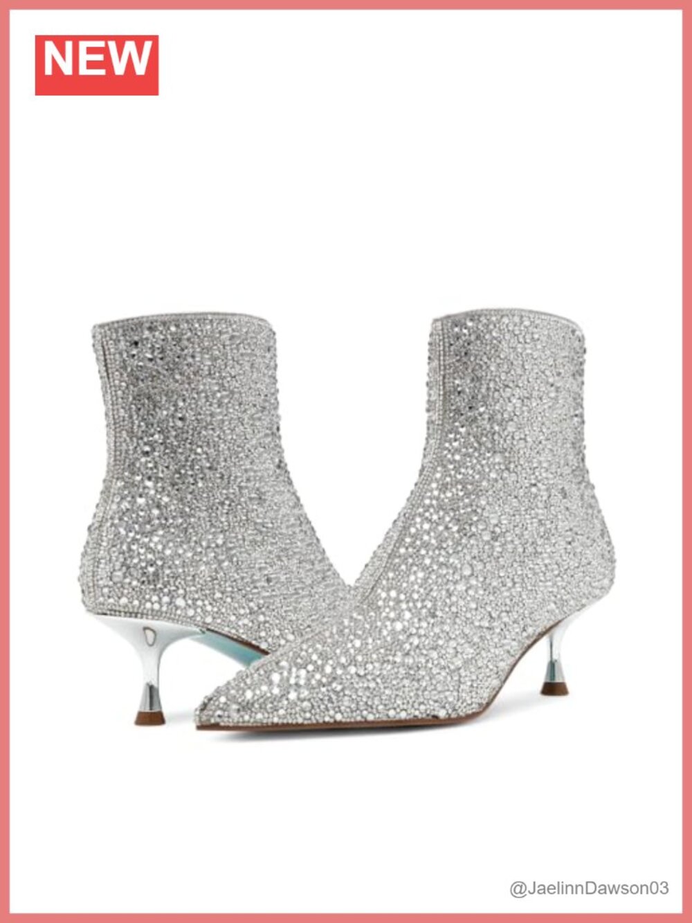 Rhinestone Embellished Pointed Toe Ankle Booties with Heel